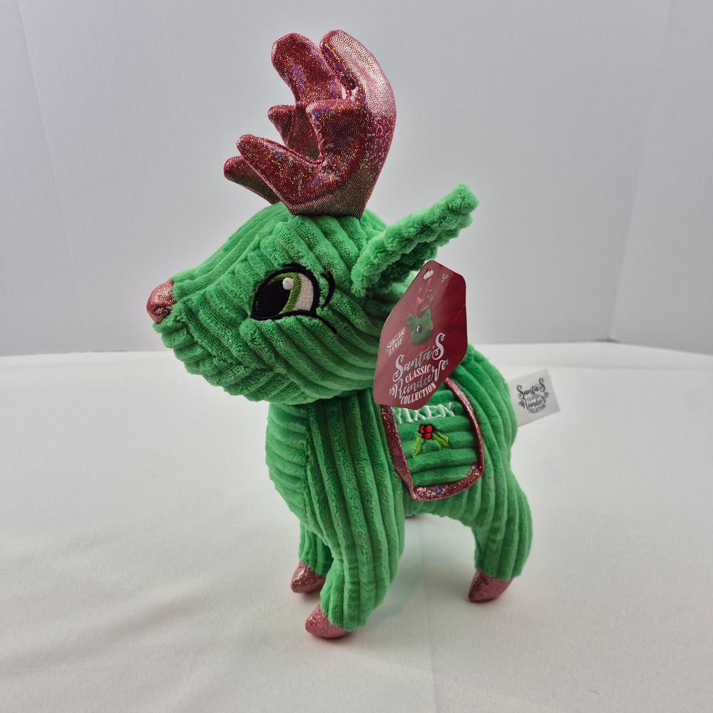 Vixen Reindeer Christmas Plush 14" Green Corduroy‎ Jazwares Santa's Classic NWT